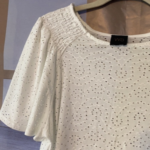 W5 white eyelet flutter sleeve top